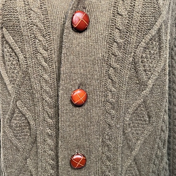 Barbour Cable Knit Olive Green Sweater Size Large - Picture 3 of 12